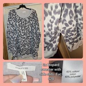 Maurices Black and Gray Leopard Print Sweater